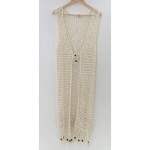 XXI Los Angeles Cream Ivory Crochet Cardigan Duster Size Small‎ Boho Festival